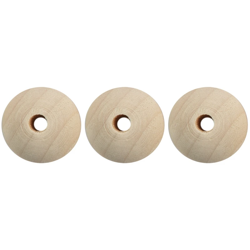 120X Natural Ball Wood Spacer Beads 25Mm(1Inch) -Jewellery Making Findings,DIY Crafts Wood Color