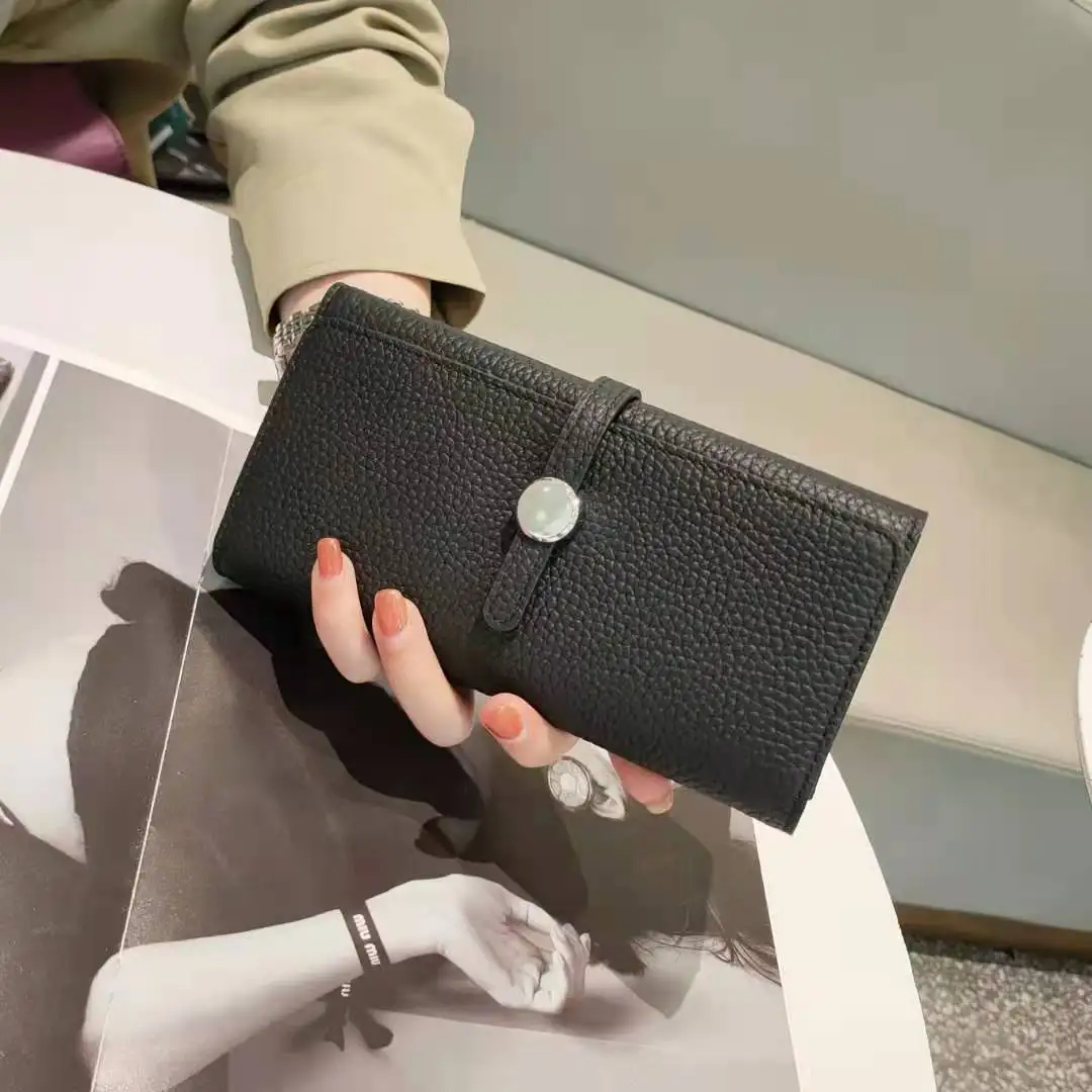 100% Genuine Leather Womens Wallets and Purses Fashion Large Capacity Multi Card Holding Bag Money Bag Luxury Phone Wallet Purse