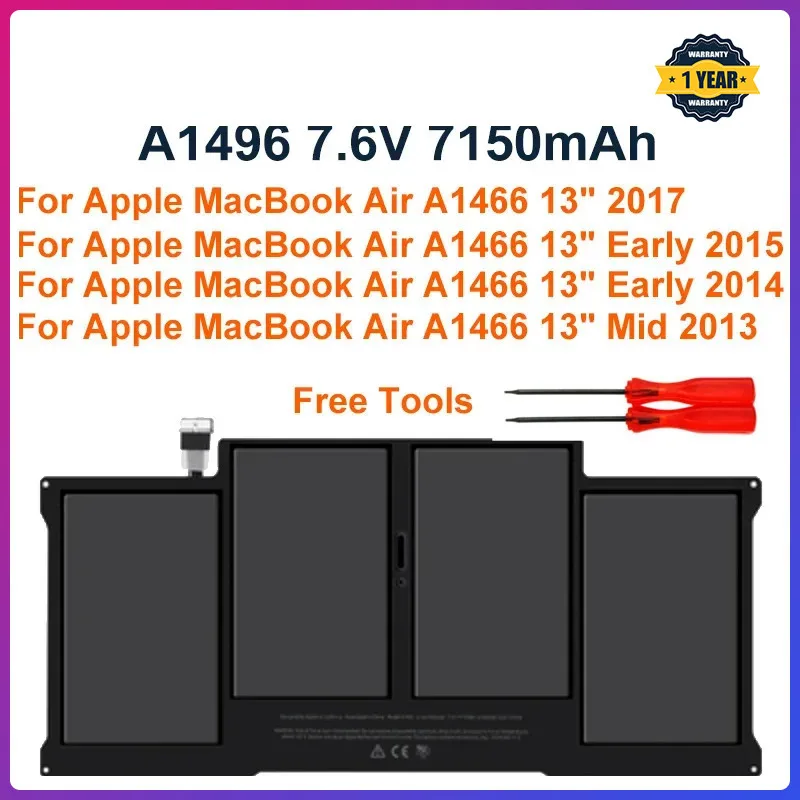 Новый аккумулятор для ноутбука A1496 Apple MacBook Air 13 дюймов A1466 2013/2014/2015/2017 MD760LL/A MD761CH/A 7 6
