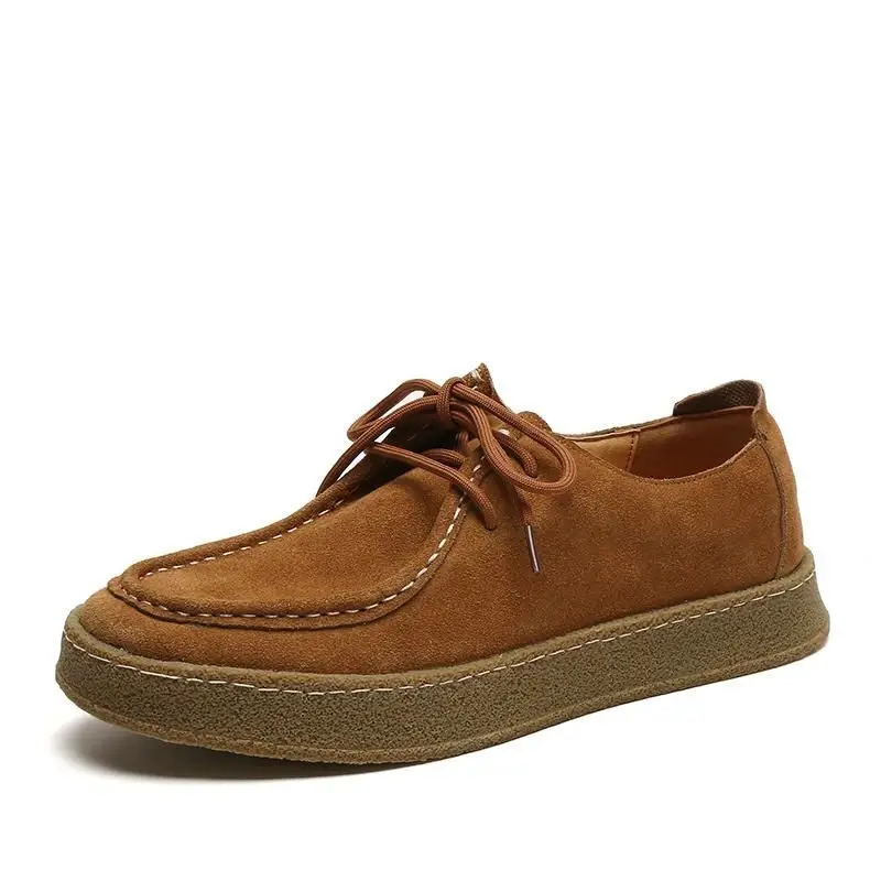 

Genuine Leather Men Shoes Soft Sole Retro Nubuck Leather Shoes Casual Breathable Low Top Men Shoes Soft Moccasins Driving Shoes