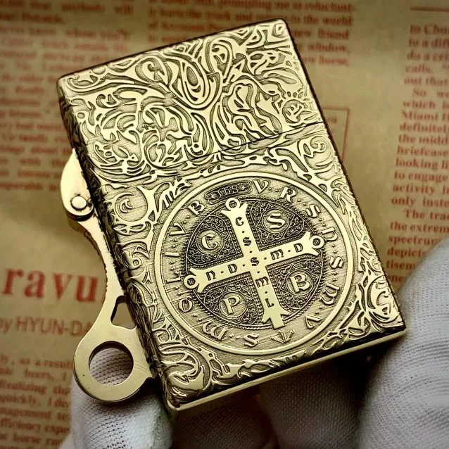 

Керосиновая зажигалка, латунная ручная работа, Броня Overlord, резная зажигалка, винтажная, для рисования на заказ