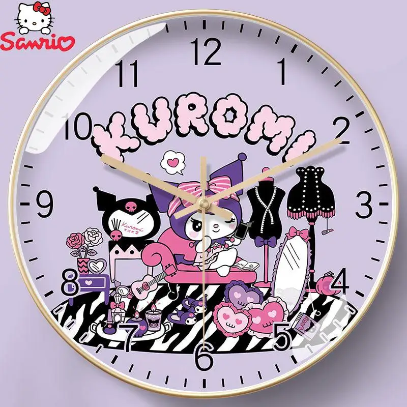 

Sanrio Kuromi Wall Clock Kawaii Bedroom Student Quartz Clock Mute Alarm Clock Solid Durable Exquisite Versatile Girlfriend Gift