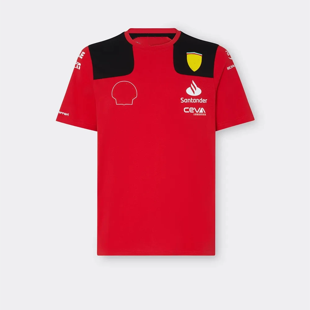 

2023 модный гоночный костюм F1 Ferrari, испанская футболка Sainz 55, Лидер продаж, футболка с круглым вырезом, персонализированная, индивидуальный Id, супертоп