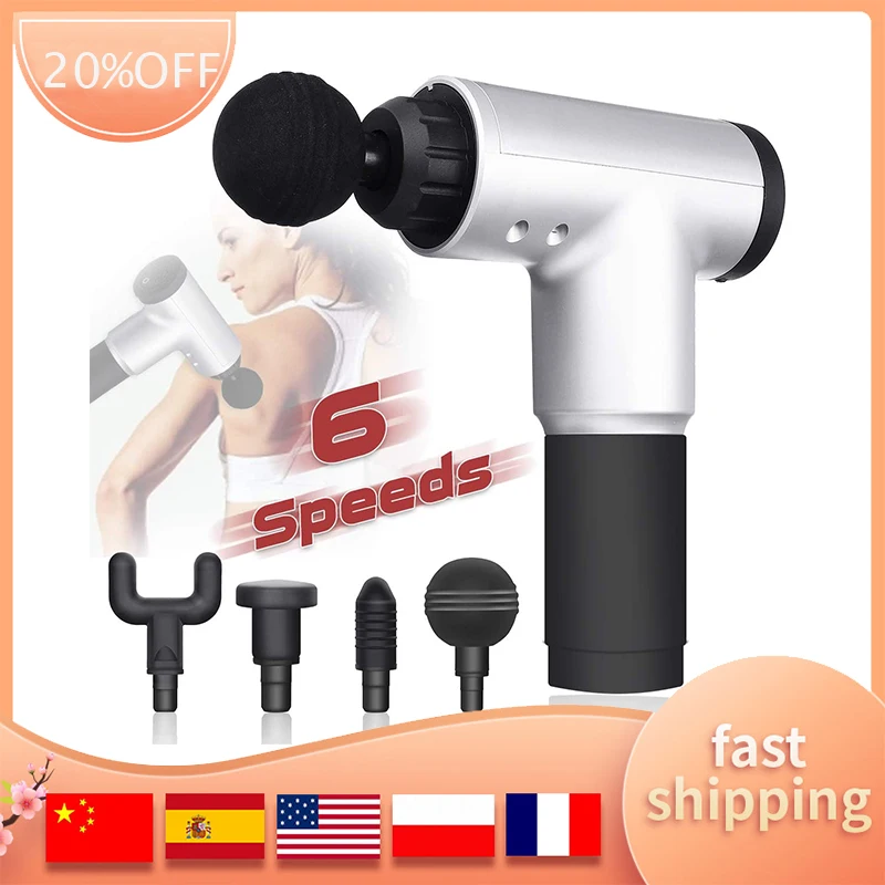 

Deep Tissue Percussion Body Muscle Massager With 6 Speeds 4 Types Of Massage Heads Handheld Massager For Neck Back Pain Relief