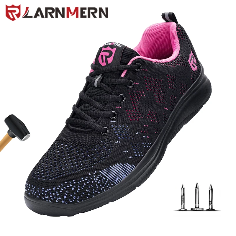 Larnmern Winter Safety Shoes Women Lightweight Steel Toe Shoes Men Slip On Breathable Work Shoes Safety Boots Safety Sneakers