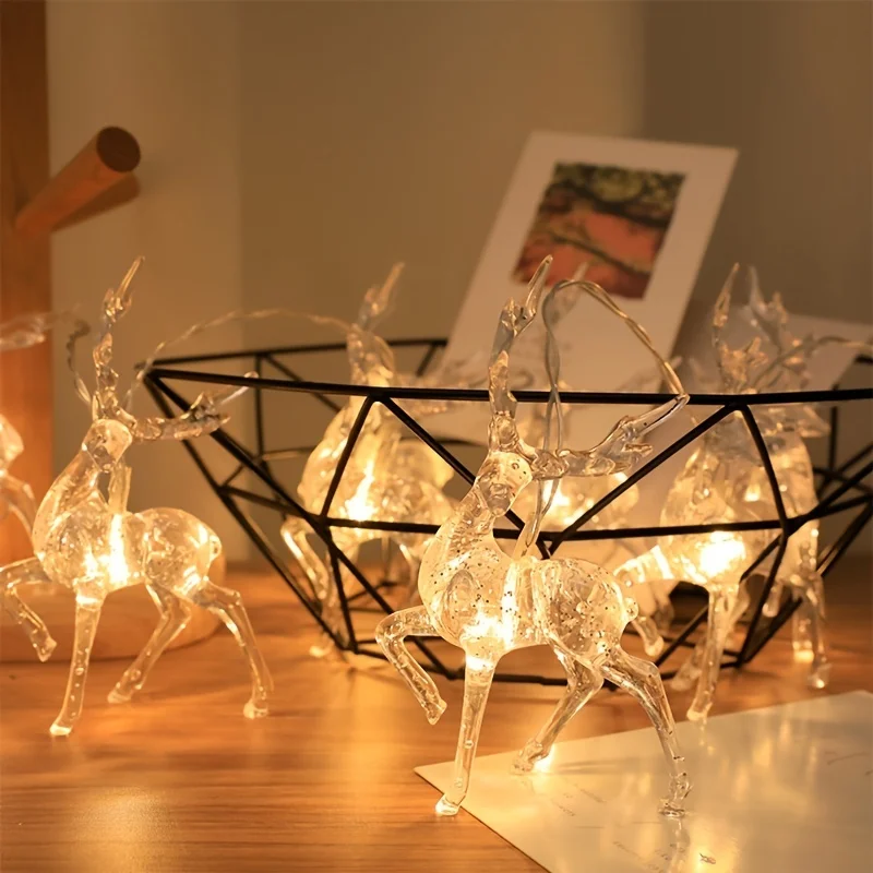 

1pc Deer Light String, Night Lights, Christmas Tree Garland Deer Fairy Lights, Home Decor, Landscape Lighting Room Lights Decor,