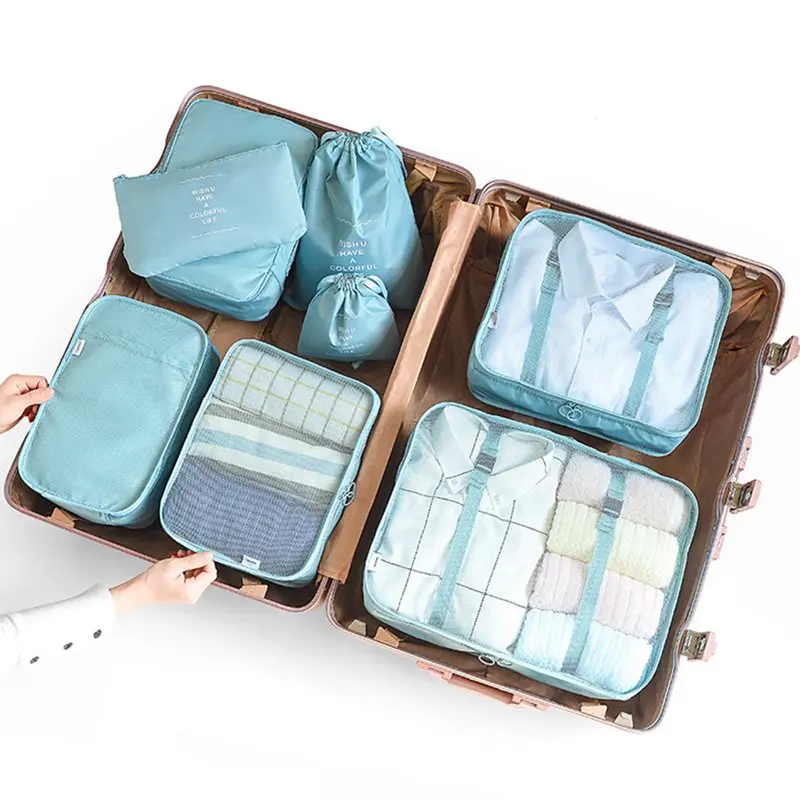 

Функциональные разноцветные дорожные сумки для хранения, набор из 8 компрессионных упаковочных кубиков для одежды/косметики/обуви/электроники-Perfect Lu