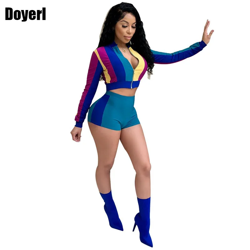 

2 Piece Short Set Women Tracksuit Long Sleeve Crop Top and Shorts Set Ladies Leisure Suit Casual Sportwear Women Sweat Suits