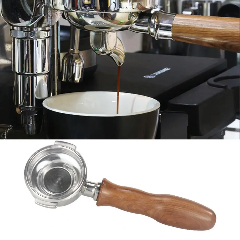 

58MM Coffee Machine Filter Bottomless Portafilter Stainless Steel Wooden Handle Single Mouth Coffee Filter