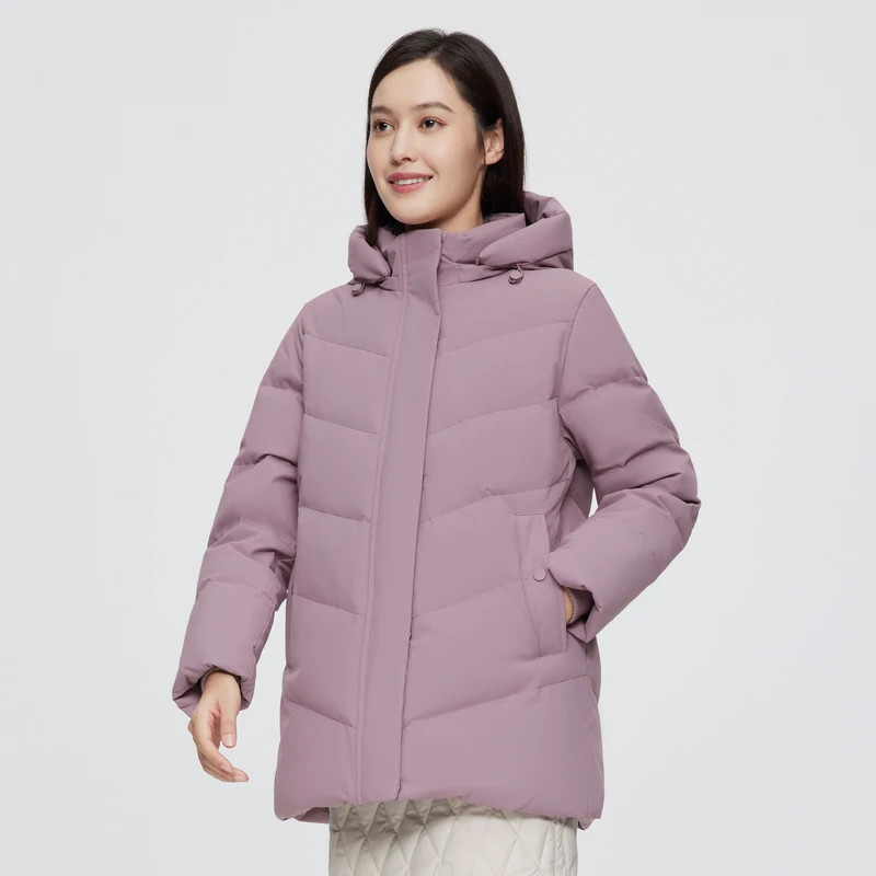 Зимнее пальто для женщин 2024 Модная приталенная пуховая куртка с капюшоном