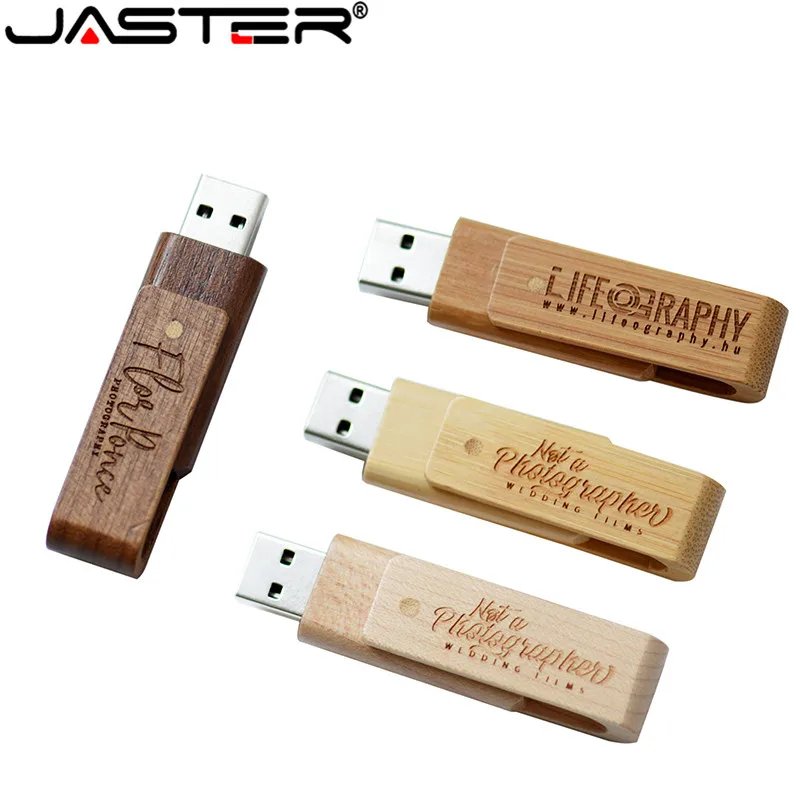 

JASTER Rotate wooden LOGO usb flash drive 4GB 8GB 16GB 32GB 64GB usb 2.0 gift pendrive