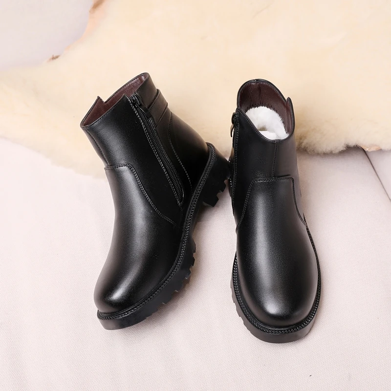 AIYUQI Ankle Boots Women Genuine Leather 2023 New Thickened Wool Women Winter Boots Large Size 41 42 43 Women's Booties