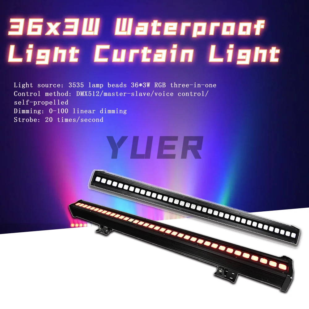Новый 36x3W RGB 3 в 1 светодиодный Водонепроницаемый стробоскоп для стен квадратный