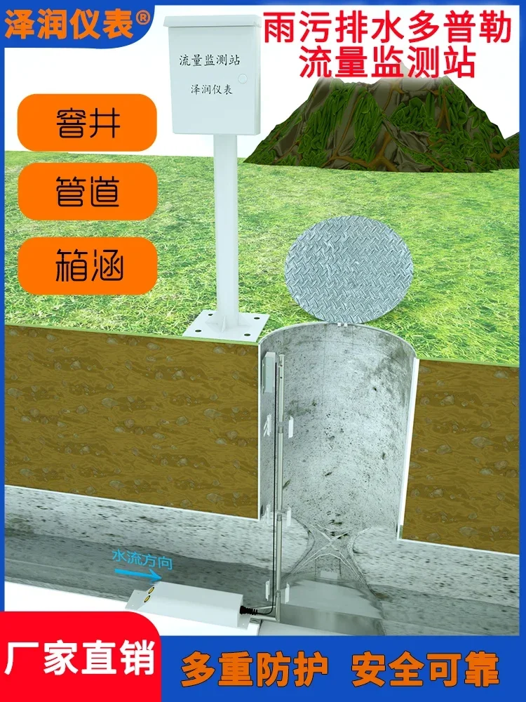 Станция контроля скорости потока и качества воды расходомер дождя сточных вод