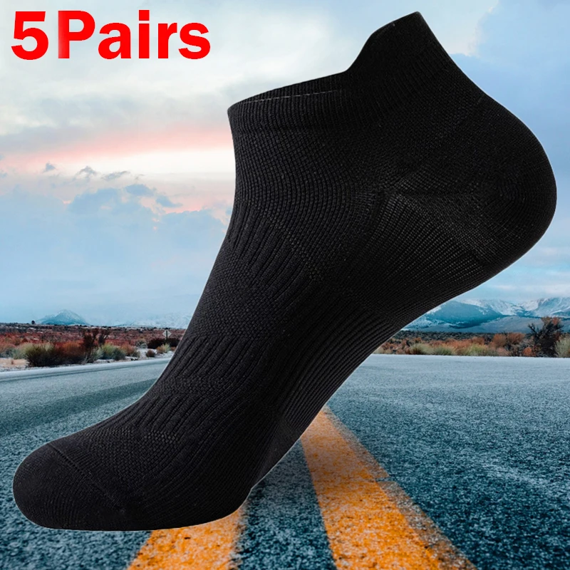 5Pairs Men's Business Breathable Soft Socks for Men Casual Sport Low Cut Ankle Sock Unisex Solid Color Short Socken Calcetines