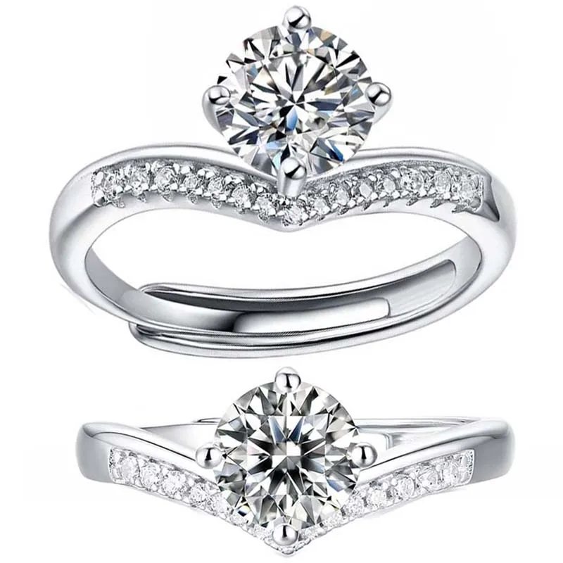 

925 Sterling Silver Moissanite Ring 1/2/ 3 Carat Lab Diamond Jewelry Wedding Gemstone Band for Fine Luxury Love Token Jewelry