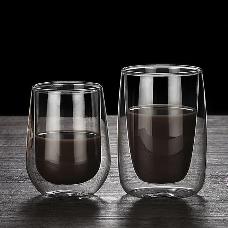 

Стеклянная чашка для воды, термостойкая двухслойная чашка для молока, бытовая кофейная чашка, простая креативная чашка в форме капли воды