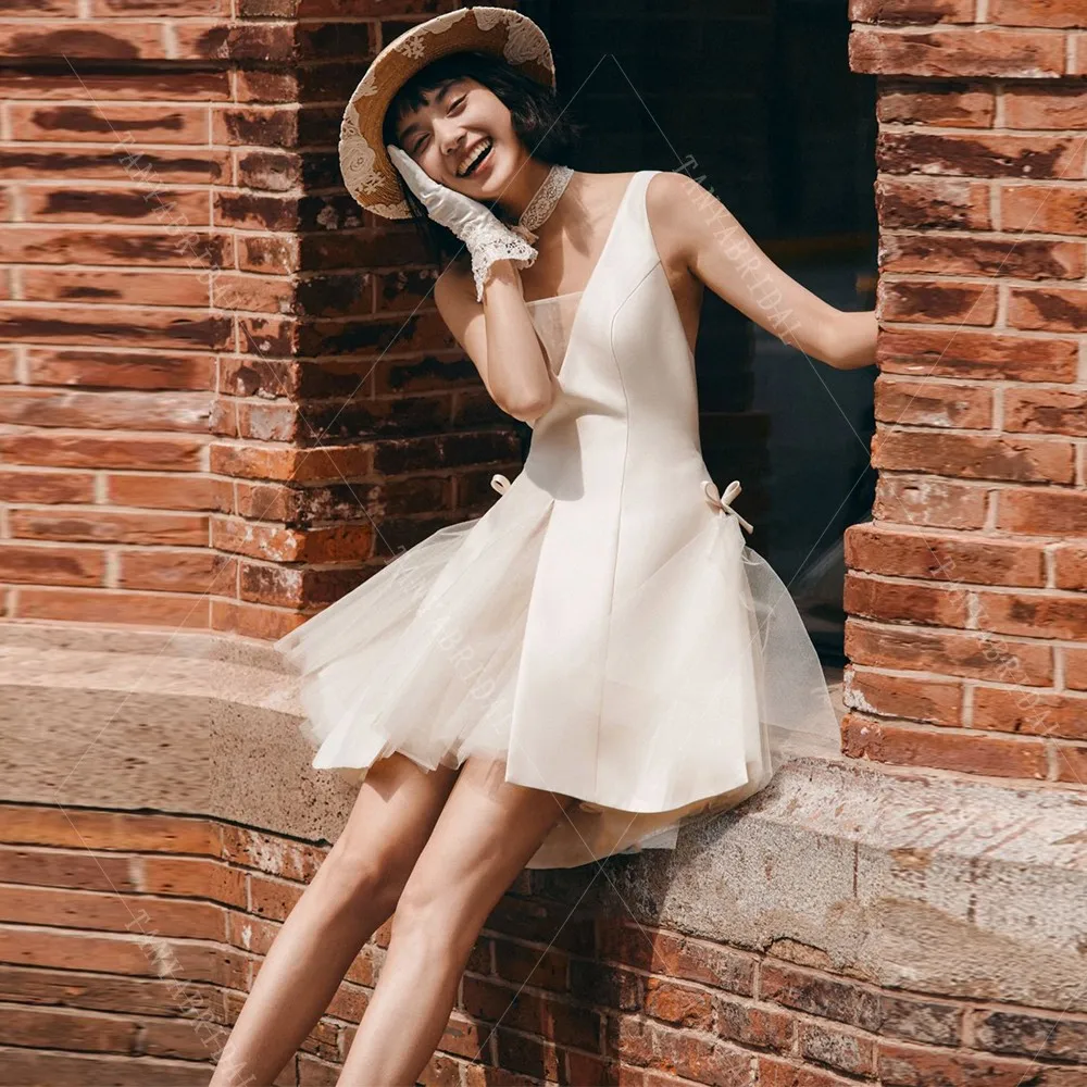 Женское свадебное платье с V-образным вырезом без рукавов