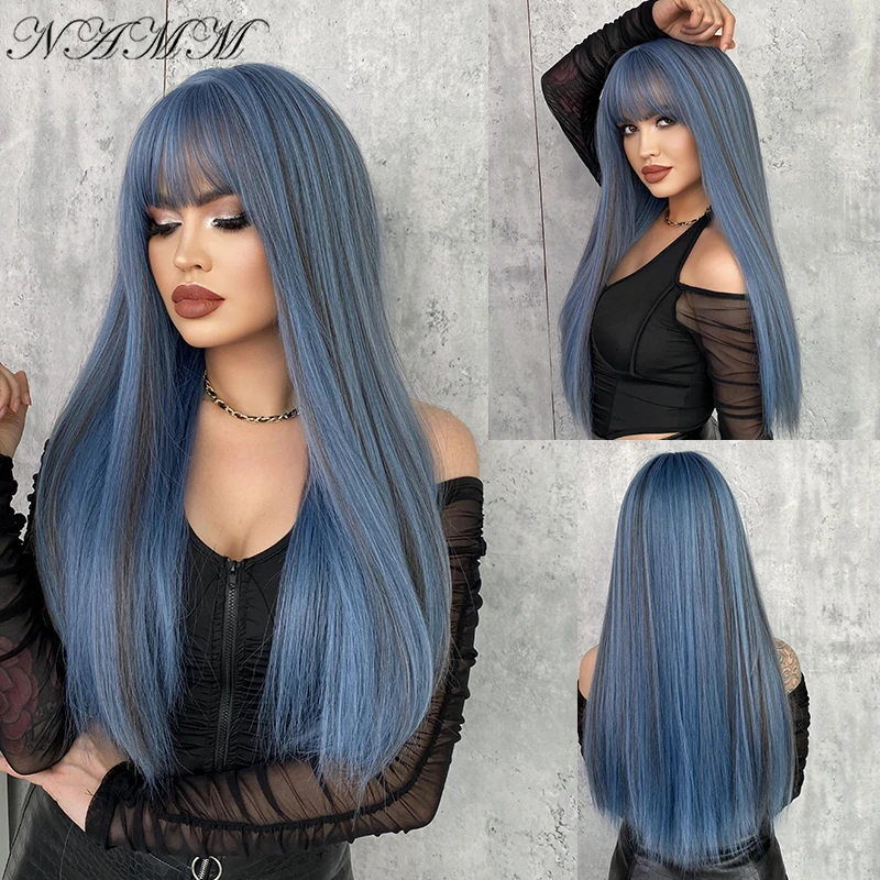 Long Straight Wigs Cosplay Fake Hair Natural Heat Resistant Wigs