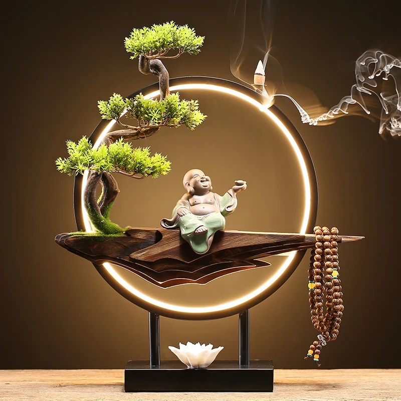 

Creative Incense Burner Freshen Aroma Diffus Backflow Incense Burner Smoke Zen Ceram Buddha Lamp Brule Parfum Office Decor