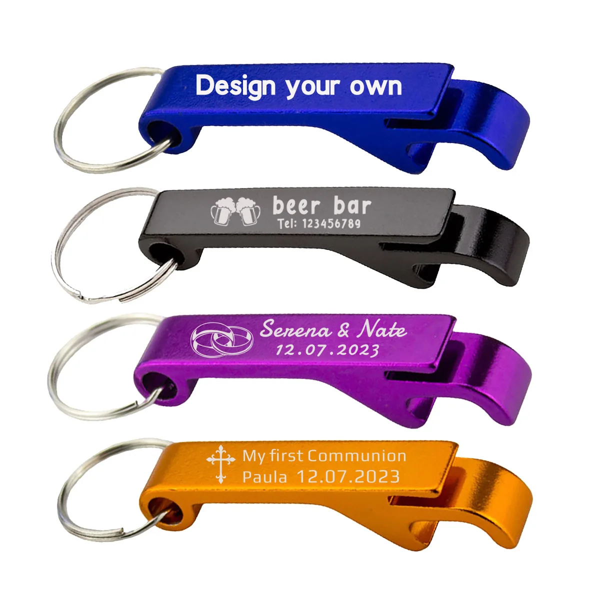 Small and Practical Colorful Beer Bottle Openers, Personalized Custom Beverage Bottle Opener Keychain Bulk for Men Women