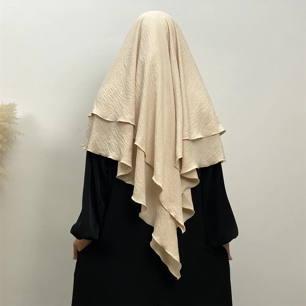 Ramadan Eid Niqab With Face Cover Veil Large Size Muslim Chiffon Hijab For Woman Long Khimar Hijab Dress Islamic Headscarf Burka