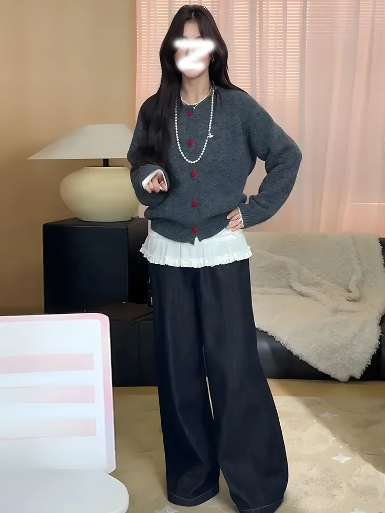 Свитер Love Button с круглым вырезом верхняя одежда женский высококачественный