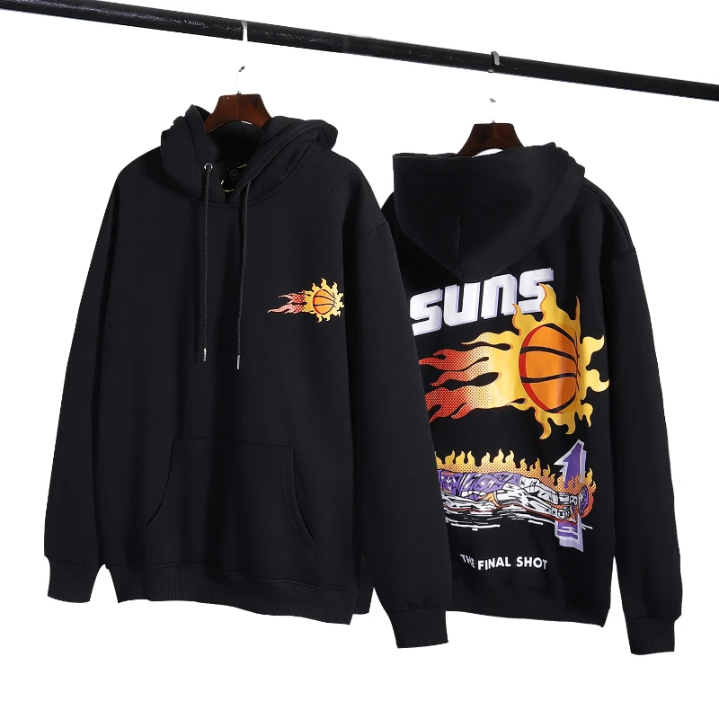 

Autumn and Winter Fashion Hoodie Men Basketball SUNS Hip-hop Print Graphic Hoodie High Street Couple Hooded Fleece Hoodies