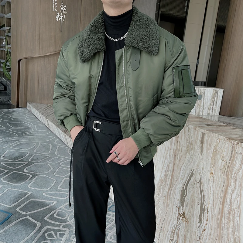 

Winter Flying Jacket Men Loose Casual Vintage Padded Cotton Thick Jacket Net Celebrity Korean Streetwear Fashion Male Cargo Coat