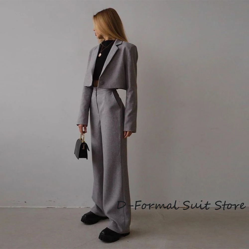 Women's Suit Short Slim Jacket High Waist Straight Leg Pants Casual Fashion Versatile Ladies Two-piece Pants Set