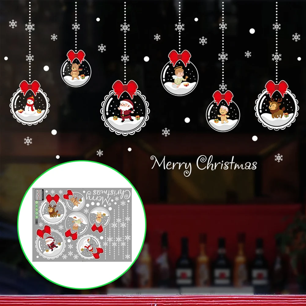 

Hanging Christmas Balls Decoration PVC Decals for Door Window Removable Self adhesive Wall Stickers