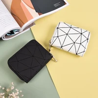 simple ladies wallet womens wallet made of leather female diamond short wallet wrist strap zipper wallet mobile phone bag