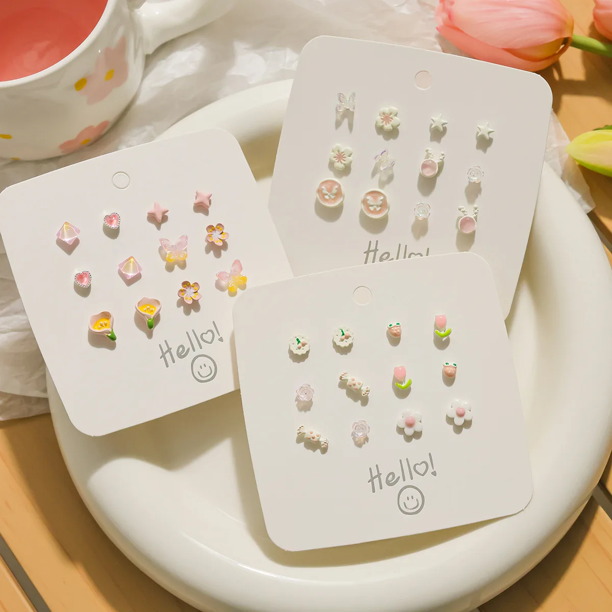 Новые модные яркие блестящие серьги-гвоздики KADRUFI в виде цветов бабочек милые