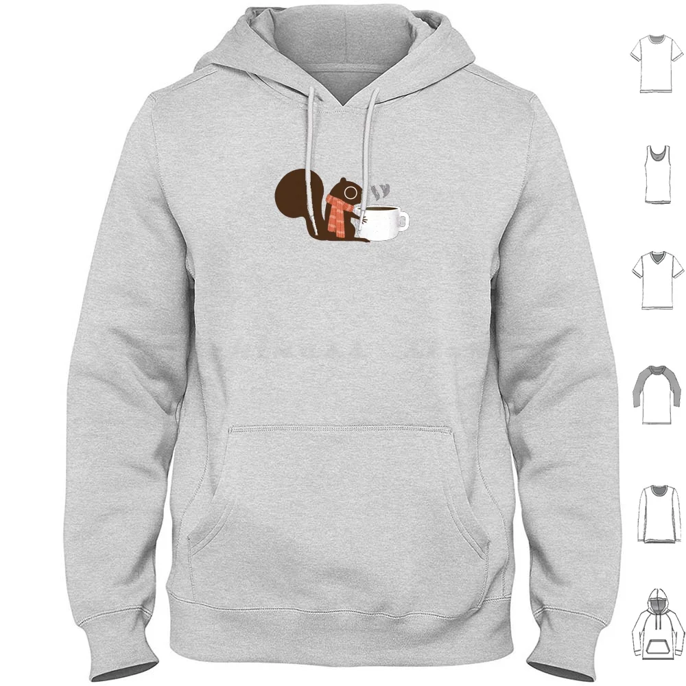 

Белка Кофе Толстовка для отдыха хлопок с длинным рукавом Белка белки кофейные животные дикая природа лесной животные