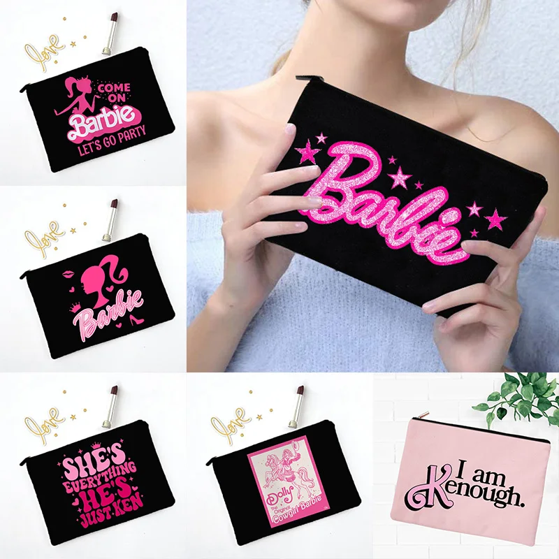I Am Kenough Pattren Cosmetic Bag Makeup Case Travel Toiletries Organizer Storage BARBIE Make Up Pouch Pencil Bag Gift for Her