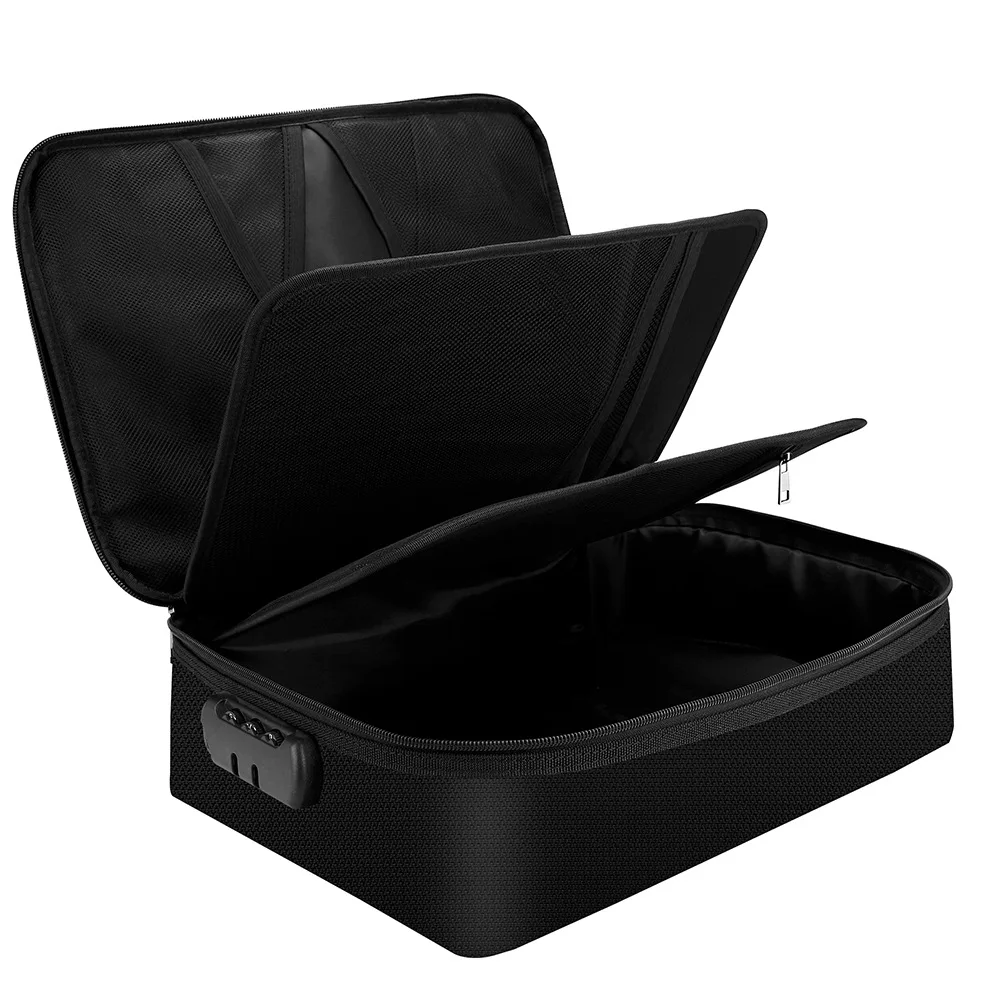 Men Travel Fireproof Briefcase Large Capacity Document Storage Bag Waterproof IPad Passport Pouch Office Business Organize Tote