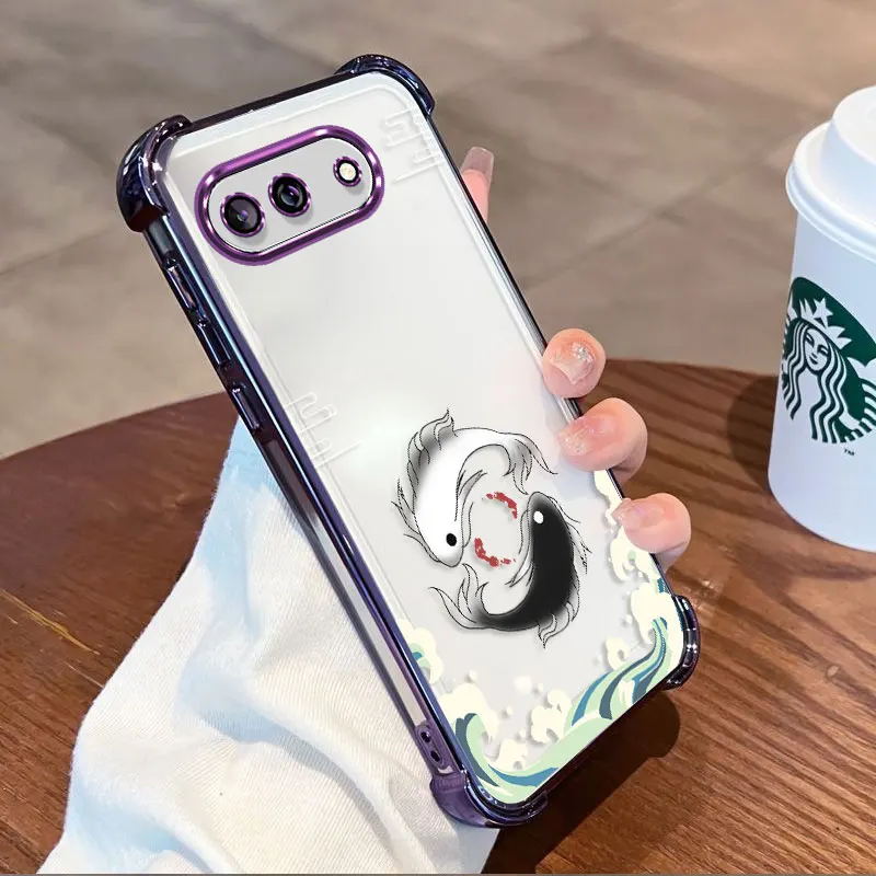 Фото Защитный чехол с покрытием для Google Pixel 10A Pixel 10 Pro XL, чехол из ТПУ с противоударной защитой по четырем углам и узором в виде рыбы. №2