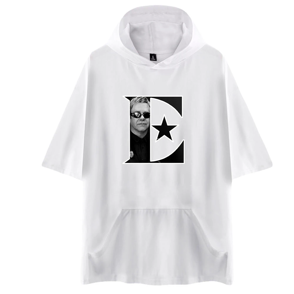 

Новые модные футболки с капюшоном с принтом Elton John, женские/мужские летние футболки с коротким рукавом, лидер продаж, Повседневная Уличная о...