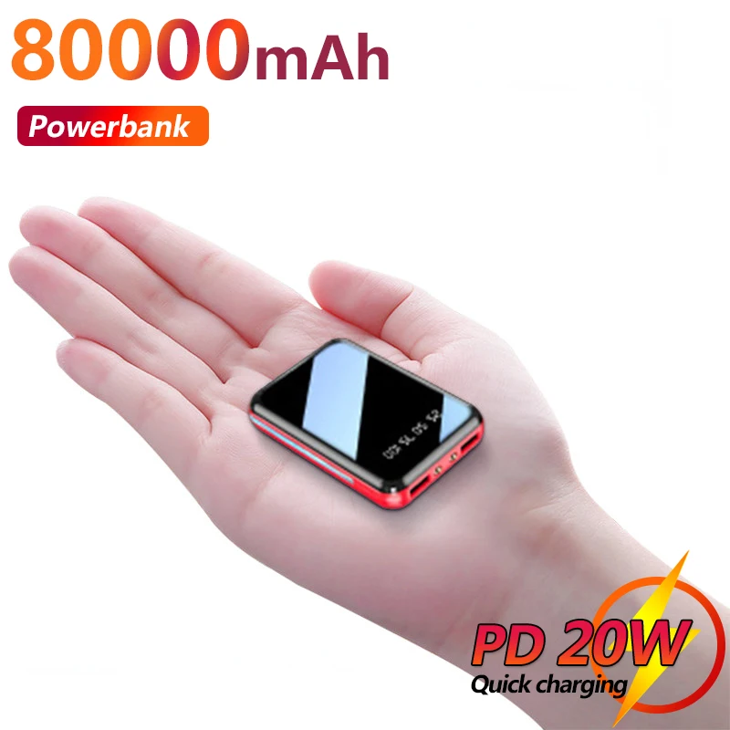 

Mini Power Bank 80000mAh Charging Portable Charger External Battery Pack for Samsung Xiaomi Iphone Outdoor Travel Charger