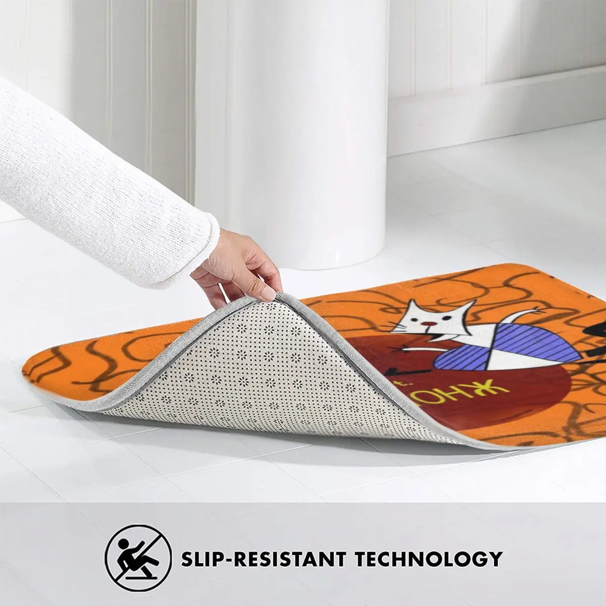 Коврик для ванной с изображением рабочих и паразитов