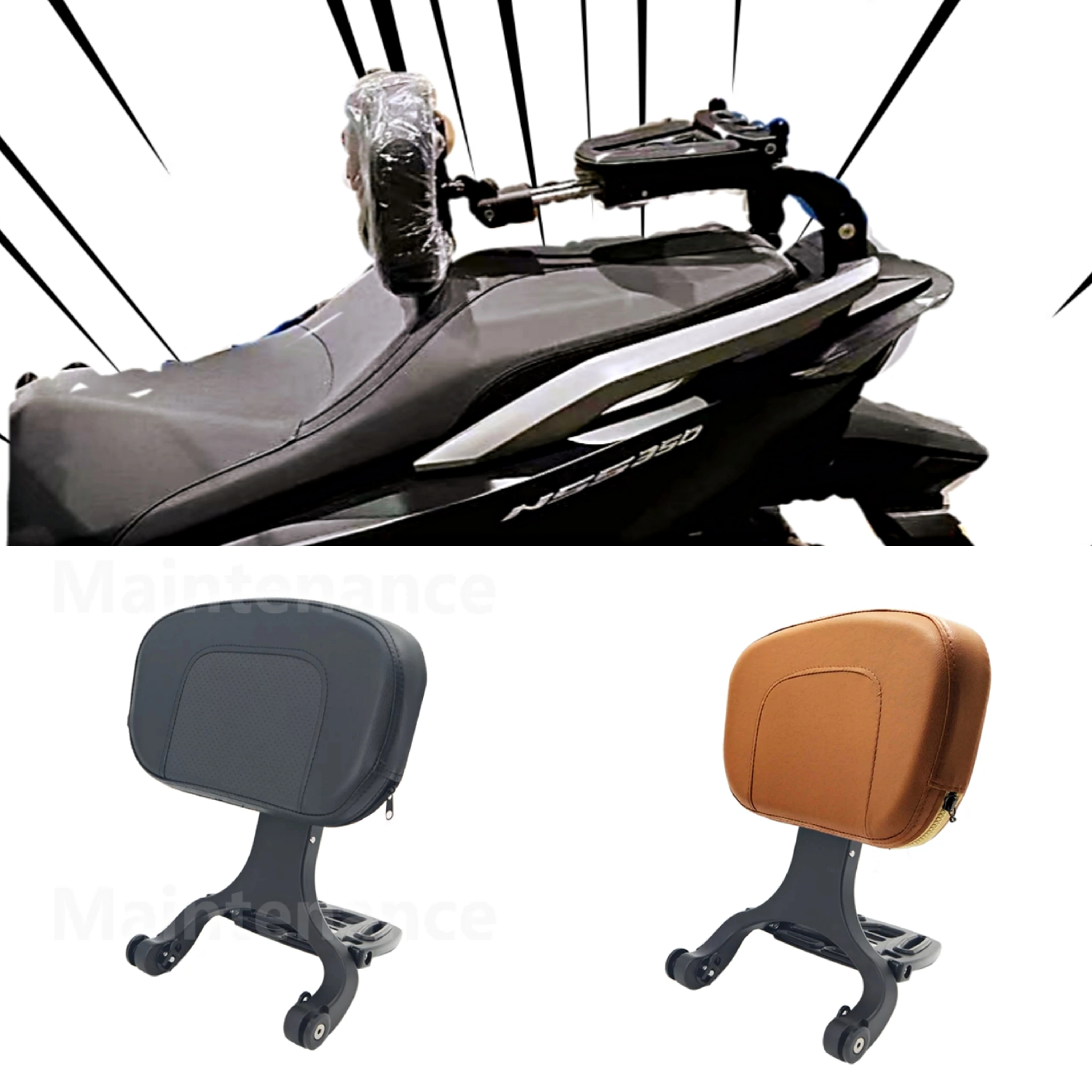 

For Honda Forza 350 Motorcycle Accessories Movable Sissy Bar Multi-Purpose Driver Passenger Backrest with Folding Luggage Rack