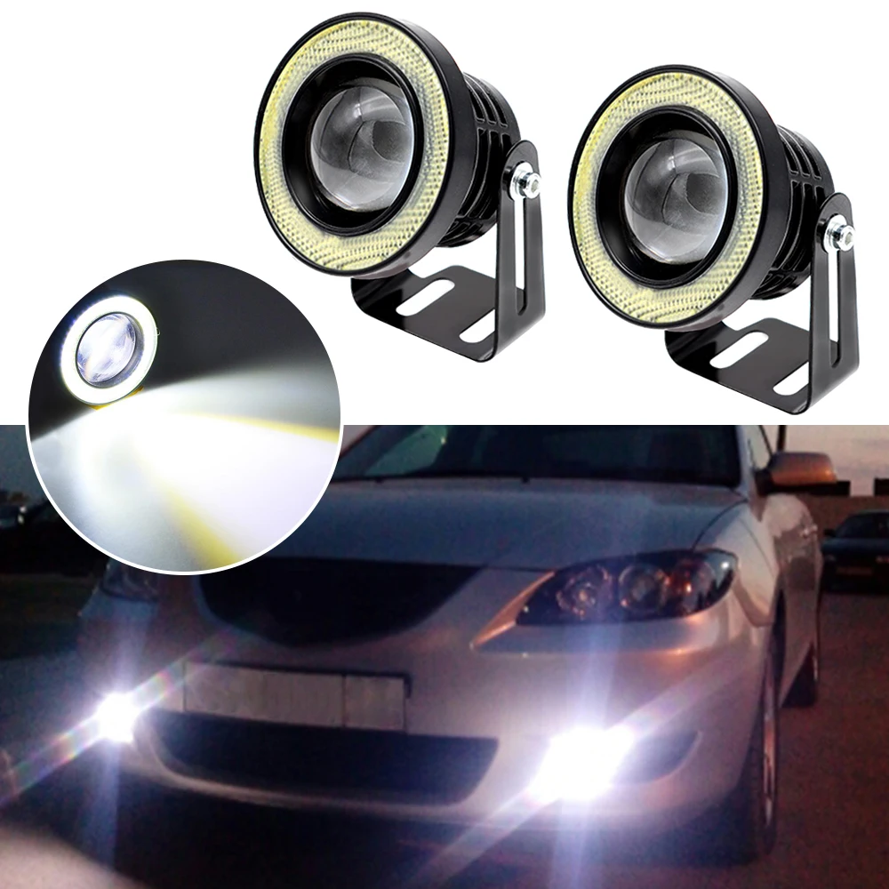 

2pcs New 30W Car Driving DRL Fog Lights COB Angel Eyes 64/76/89mm Ambient Lamps Waterproof Daytime Running Bulb Headlight DC 12V