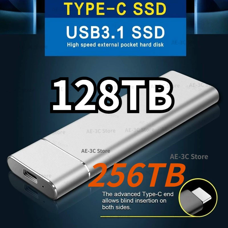 100% Original High-speed 128TB 16TB 8TB SSD 4TB 2TB Portable External Solid State Hard Drive USB3.0 Interface Mobile Hard Drive