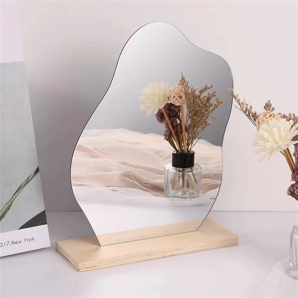 

Simple Irregular Mirror Home Desktop Makeup Mirror Acrylic Decoration Standing Mirror