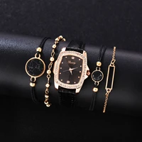 5pcs gaiety brand luxury fashion bracelet watch set women leather band quartz wristwatch watches ladies black clock reloj mujer