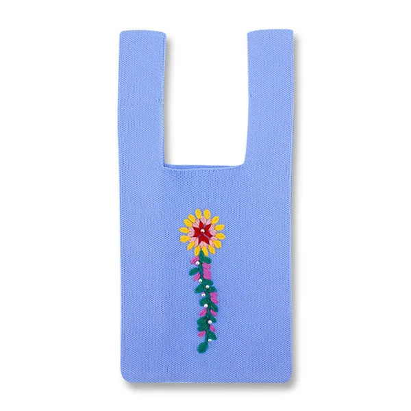 

NEW Vintage Flower Print Crochet CottonTote bags for Women Summer Beach Handbag Elegant knitted Phone Purses Shopping Bag