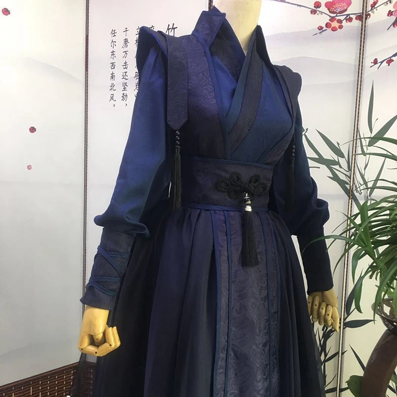 Chinese Traditional Hanfu Large Size 5XL For Men Customized Vintage Male Cosplay Costume Oversized Party Outfit Navy Sets 4XL