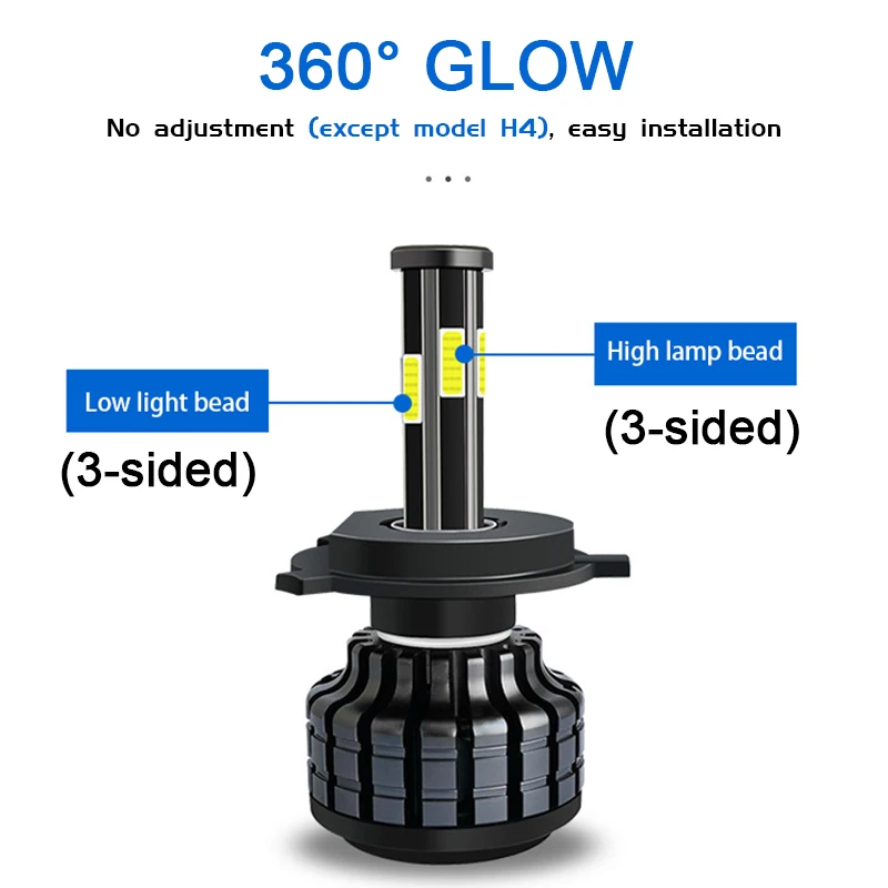 H1 H7 LED 6 сторосветодиодный 360 градусов H4 9006 лм HB3 HB4 светодиодный H11 H8 H9 9005 лампа для