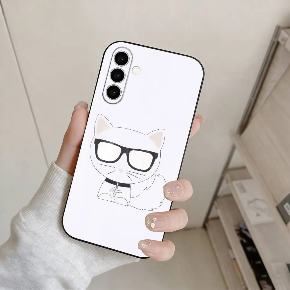 Чехол для телефона K-Karls Lagerfelds Cat Gift для Samsung Galaxy A73, A72, A71, A70, A53, A52, A51 и других моделей, мягкий черный чехол (art.: 3920db9008f77) - 3920db9008f77