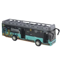 sightseeing bus model useful mini solid double layer sightseeing bus model car for home bus toy bus toy